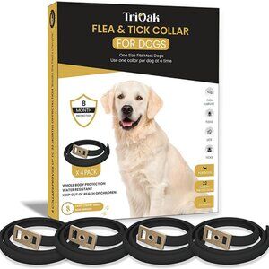 New Flea and Tick Collar for Dogs 4 Pack 8 Month Protection Each Black